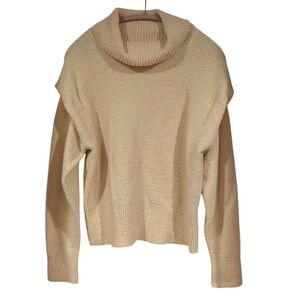 Lush Cream Cowl Neck Sweater Pullover Long‎ Sleeve Knit Casual Womens